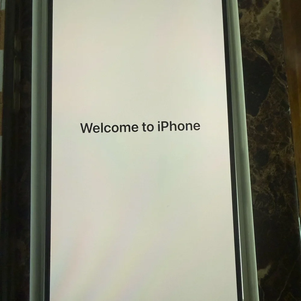 Apple Smartphone with Black and Blue Display